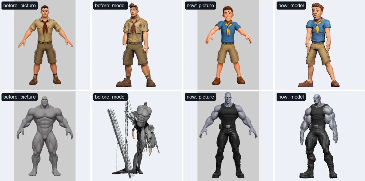 The boy scout and the grey alien: the picture and the model as they first came out, and as they come out now